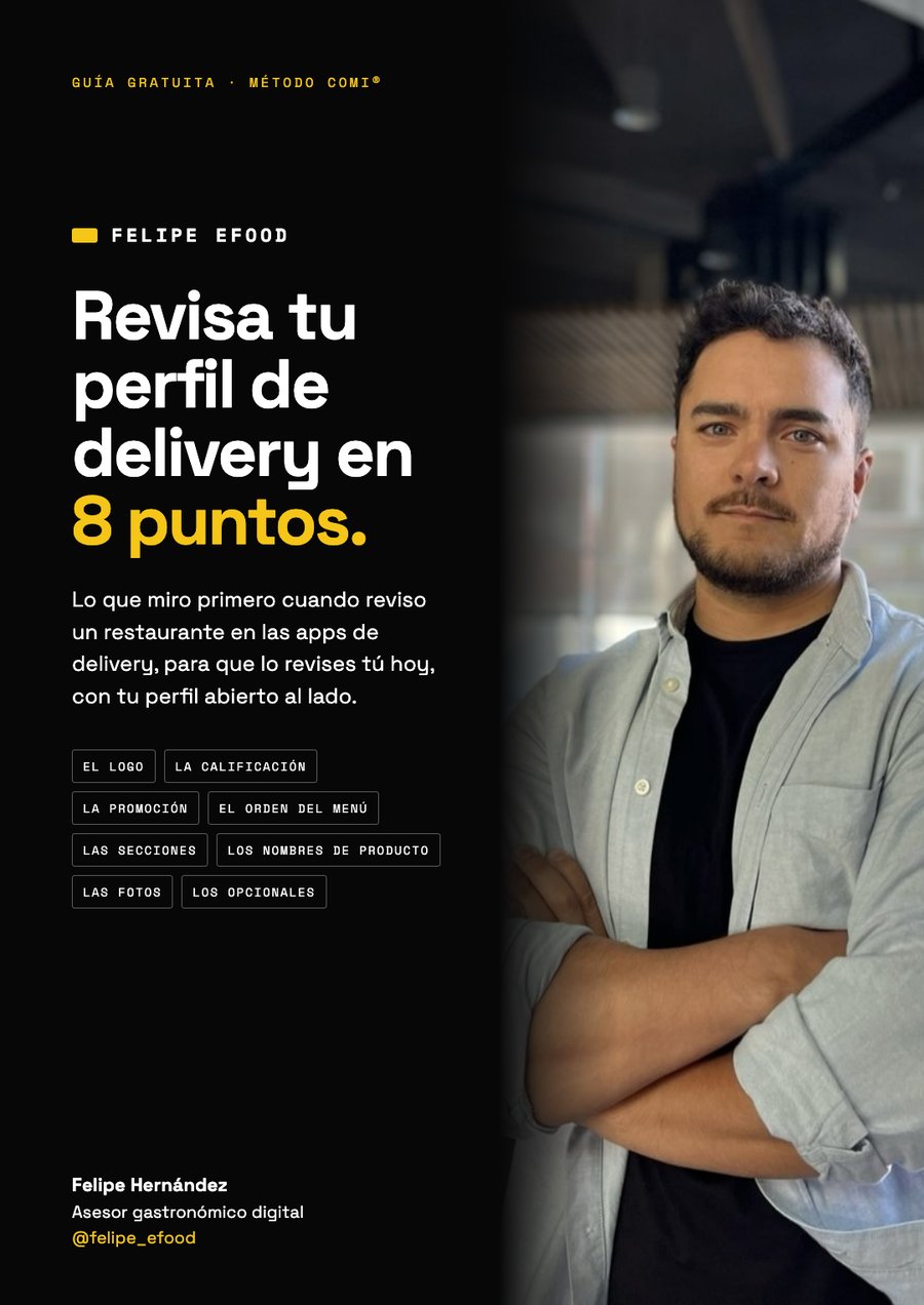Portada de la guía Revisa tu perfil de delivery en 8 puntos, de Felipe Efood